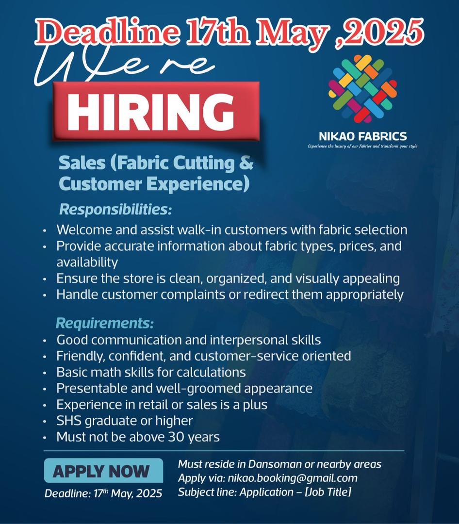 Sales  (Fabric Cutting & Customer Experience)