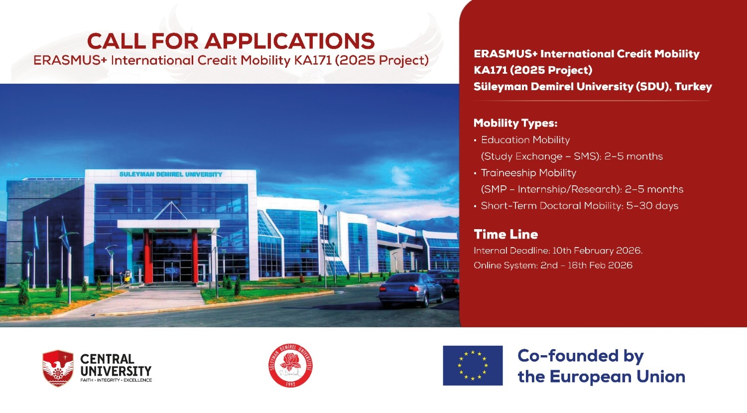 Call for Applications ERASMUS+ International Credit Mobility KA171 (2025 Project)